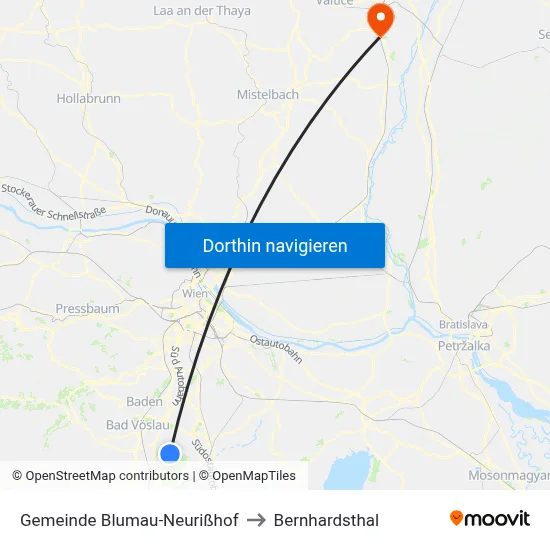 Gemeinde Blumau-Neurißhof to Bernhardsthal map