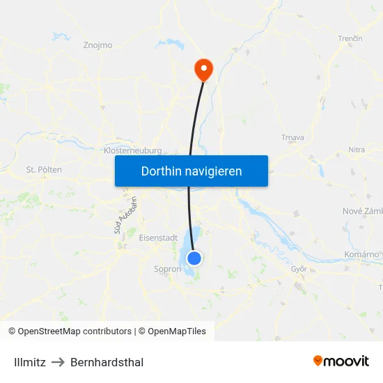 Illmitz to Bernhardsthal map