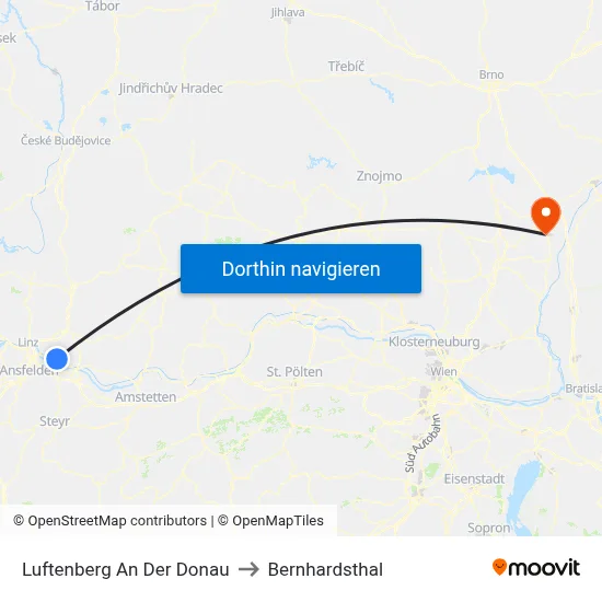 Luftenberg An Der Donau to Bernhardsthal map