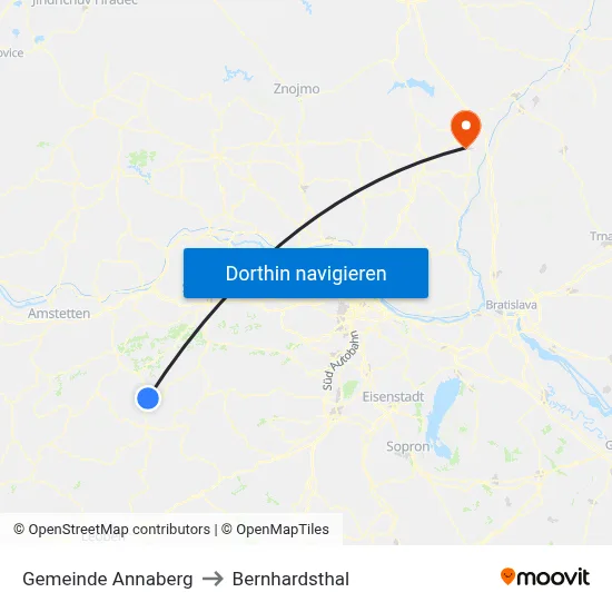 Gemeinde Annaberg to Bernhardsthal map