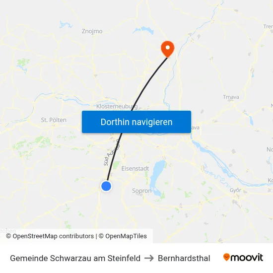 Gemeinde Schwarzau am Steinfeld to Bernhardsthal map