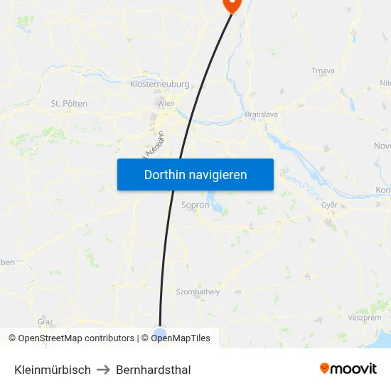 Kleinmürbisch to Bernhardsthal map