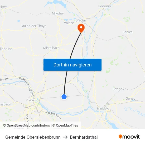 Gemeinde Obersiebenbrunn to Bernhardsthal map