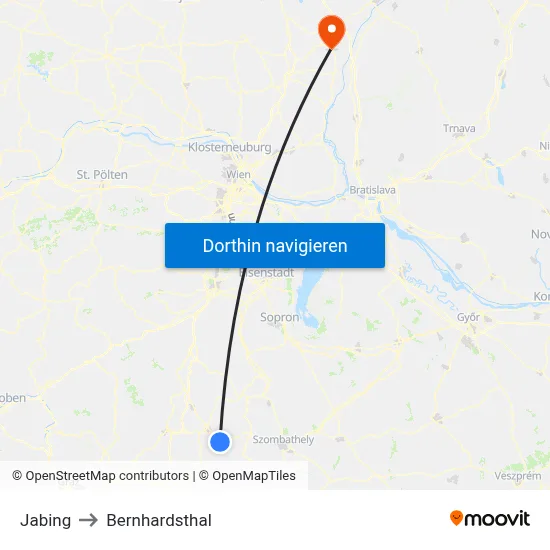 Jabing to Bernhardsthal map