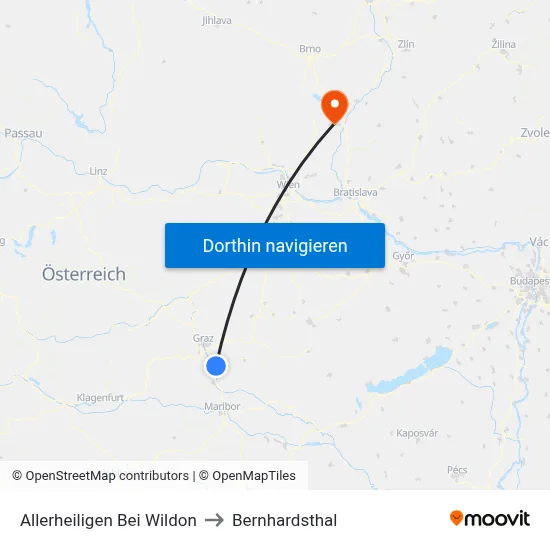 Allerheiligen Bei Wildon to Bernhardsthal map