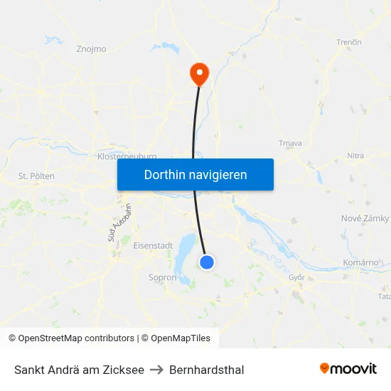 Sankt Andrä am Zicksee to Bernhardsthal map