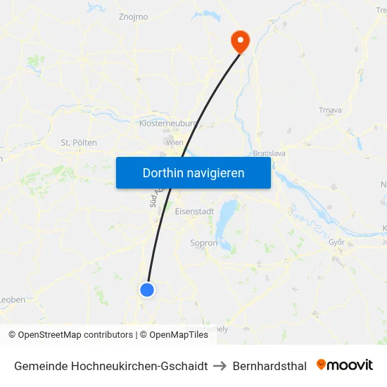 Gemeinde Hochneukirchen-Gschaidt to Bernhardsthal map