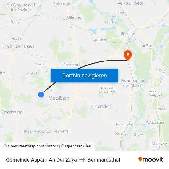 Gemeinde Asparn An Der Zaya to Bernhardsthal map
