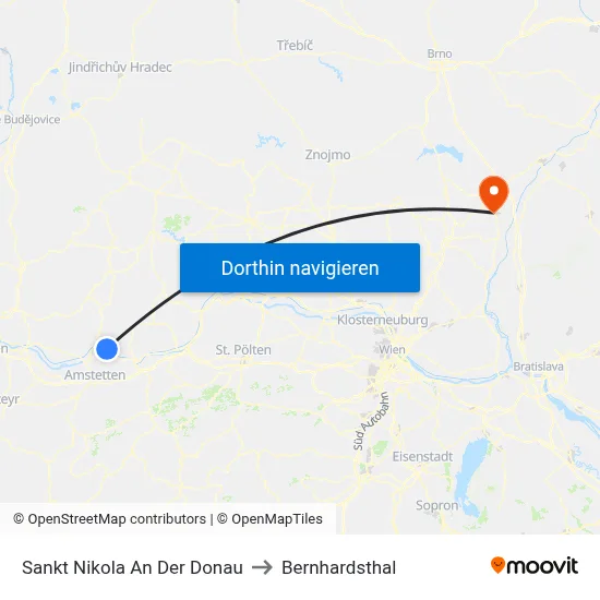 Sankt Nikola An Der Donau to Bernhardsthal map