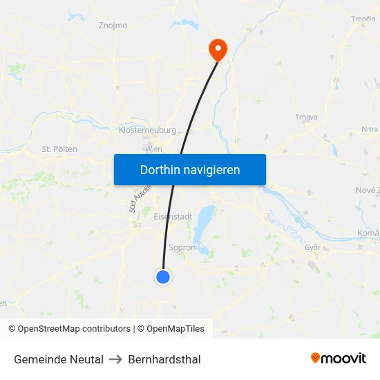 Gemeinde Neutal to Bernhardsthal map