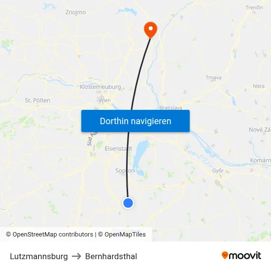 Lutzmannsburg to Bernhardsthal map