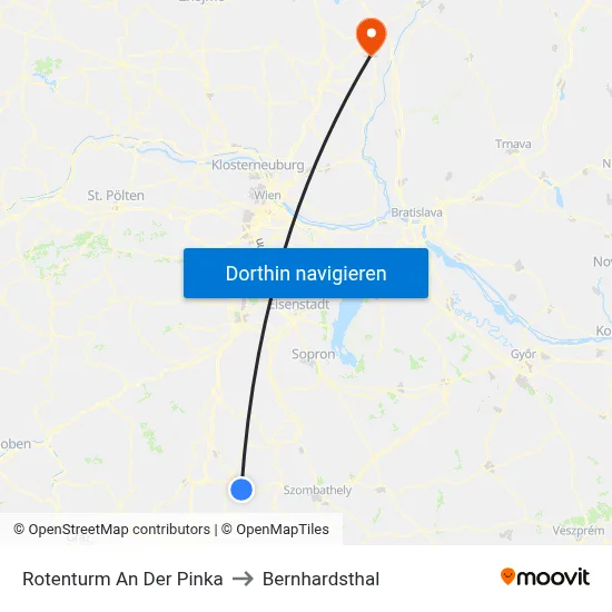 Rotenturm An Der Pinka to Bernhardsthal map