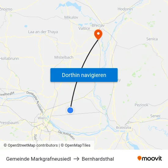 Gemeinde Markgrafneusiedl to Bernhardsthal map
