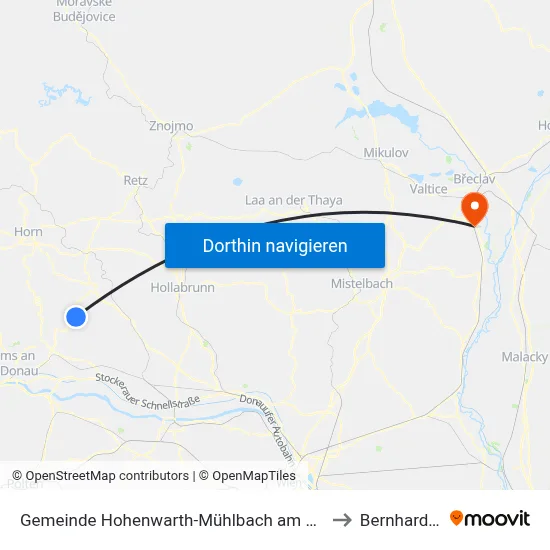 Gemeinde Hohenwarth-Mühlbach am Manhartsberg to Bernhardsthal map