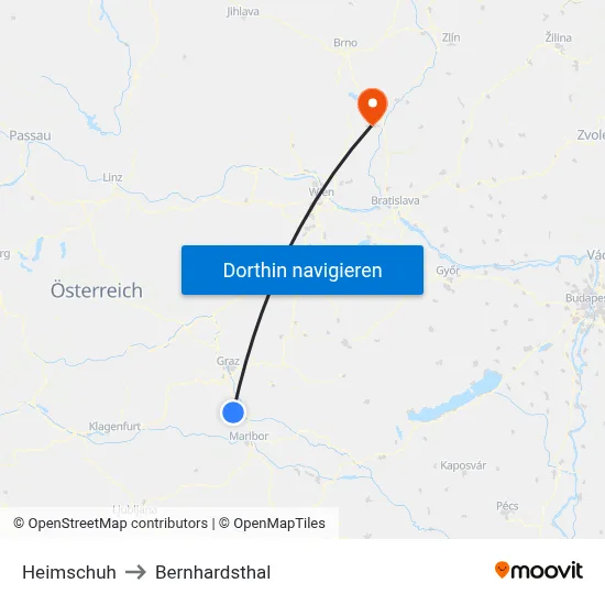 Heimschuh to Bernhardsthal map