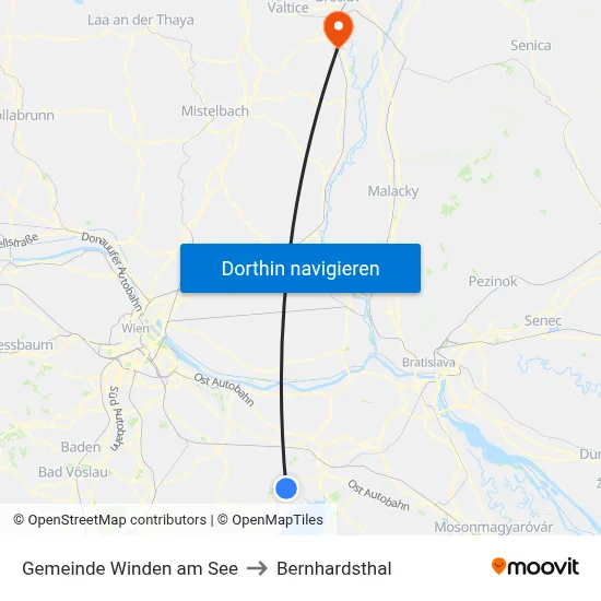 Gemeinde Winden am See to Bernhardsthal map
