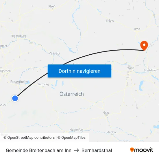 Gemeinde Breitenbach am Inn to Bernhardsthal map
