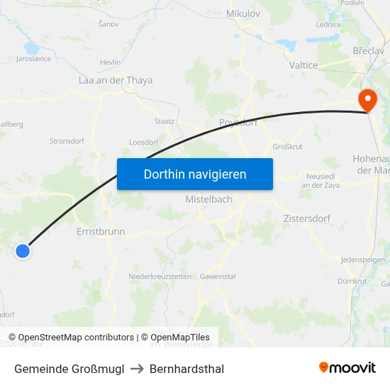 Gemeinde Großmugl to Bernhardsthal map