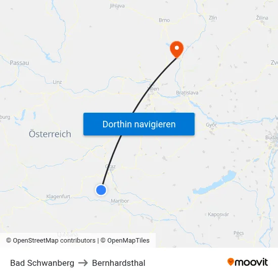 Bad Schwanberg to Bernhardsthal map