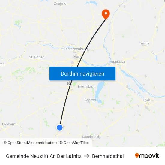 Gemeinde Neustift An Der Lafnitz to Bernhardsthal map