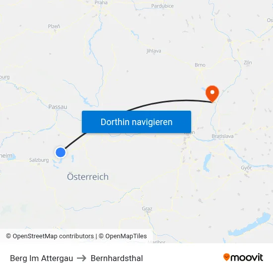 Berg Im Attergau to Bernhardsthal map