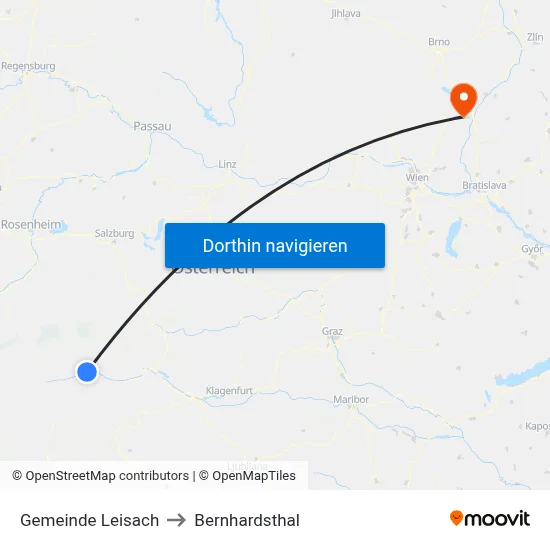 Gemeinde Leisach to Bernhardsthal map