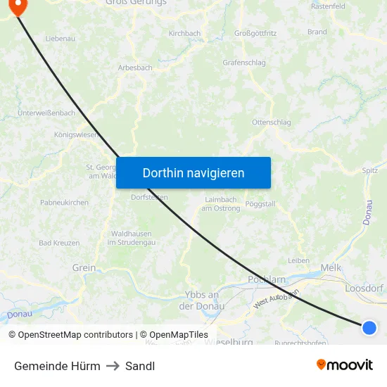 Gemeinde Hürm to Sandl map