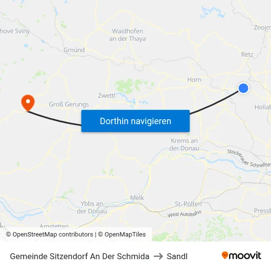 Gemeinde Sitzendorf An Der Schmida to Sandl map