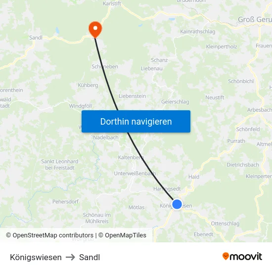 Königswiesen to Sandl map