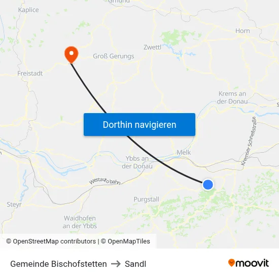 Gemeinde Bischofstetten to Sandl map