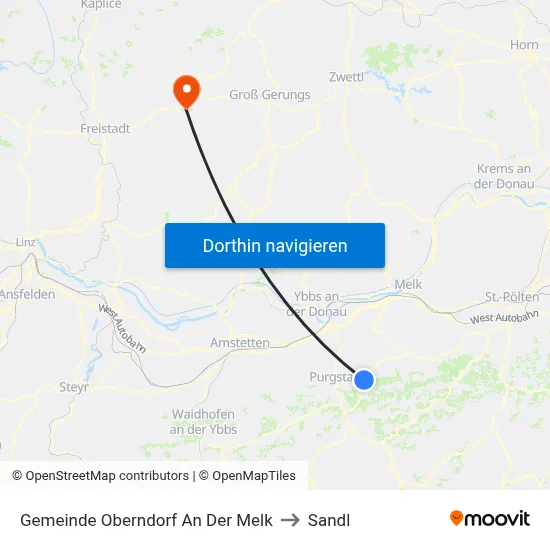 Gemeinde Oberndorf An Der Melk to Sandl map