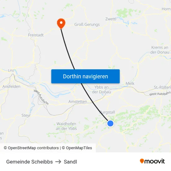 Gemeinde Scheibbs to Sandl map