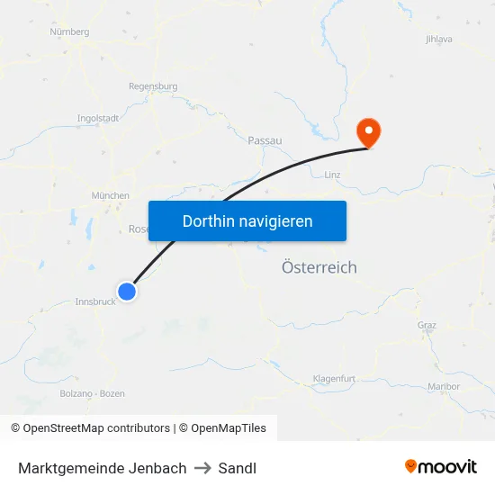 Marktgemeinde Jenbach to Sandl map
