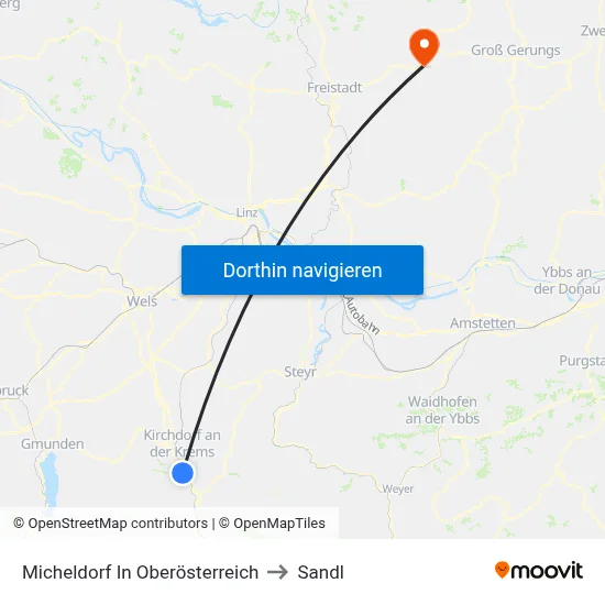 Micheldorf In Oberösterreich to Sandl map