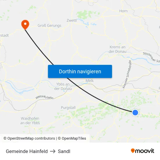 Gemeinde Hainfeld to Sandl map
