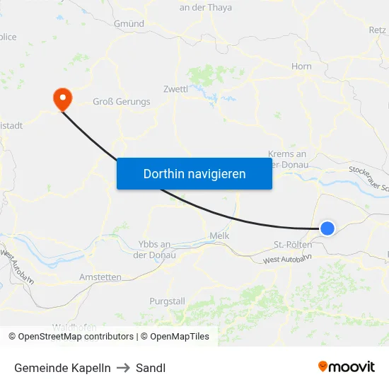 Gemeinde Kapelln to Sandl map