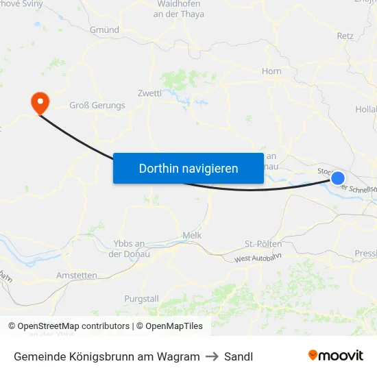 Gemeinde Königsbrunn am Wagram to Sandl map
