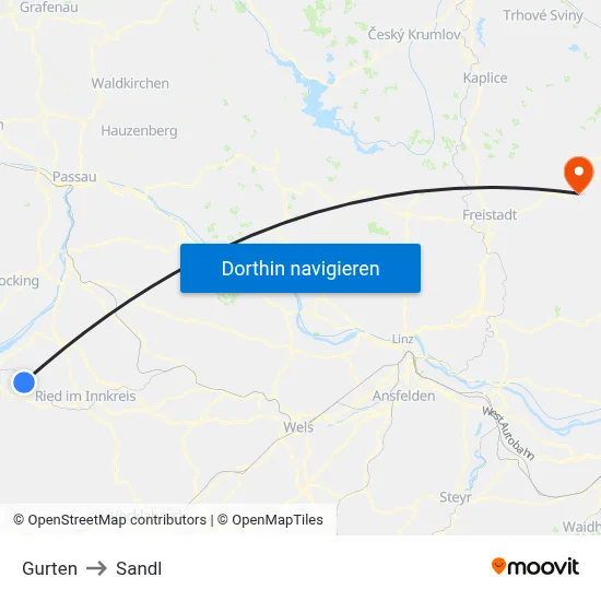 Gurten to Sandl map