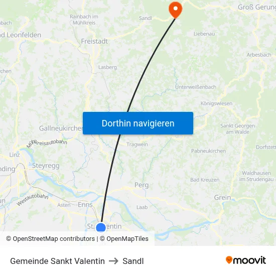 Gemeinde Sankt Valentin to Sandl map