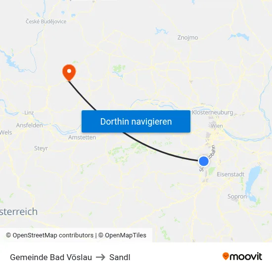 Gemeinde Bad Vöslau to Sandl map