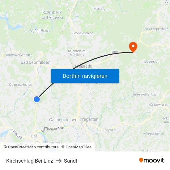 Kirchschlag Bei Linz to Sandl map