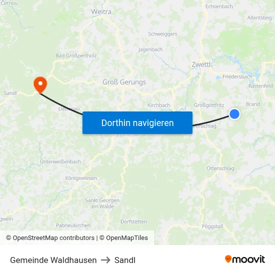 Gemeinde Waldhausen to Sandl map