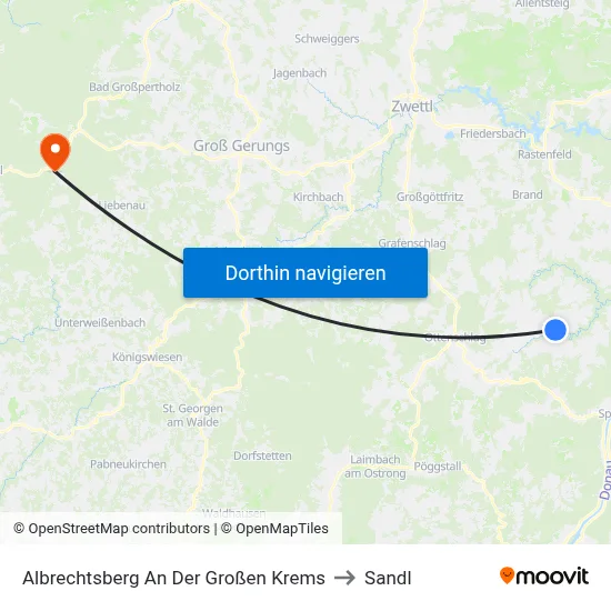 Albrechtsberg An Der Großen Krems to Sandl map