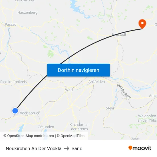 Neukirchen An Der Vöckla to Sandl map