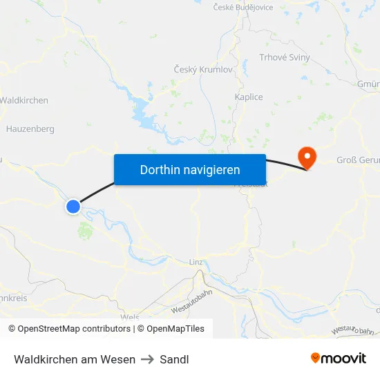 Waldkirchen am Wesen to Sandl map