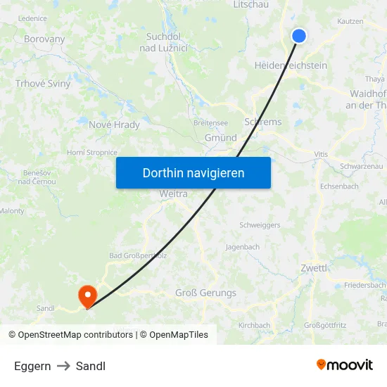 Eggern to Sandl map