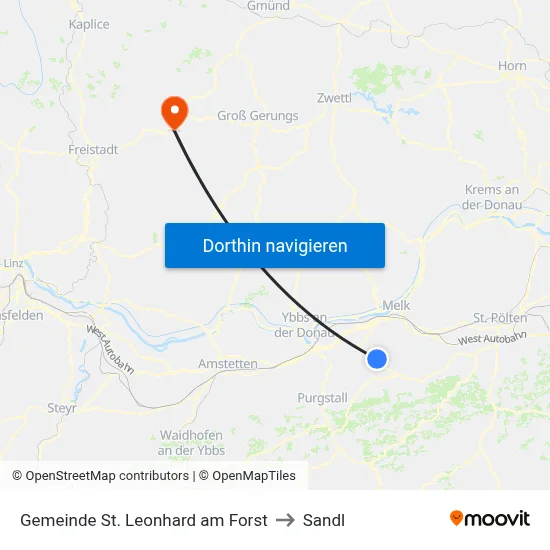 Gemeinde St. Leonhard am Forst to Sandl map