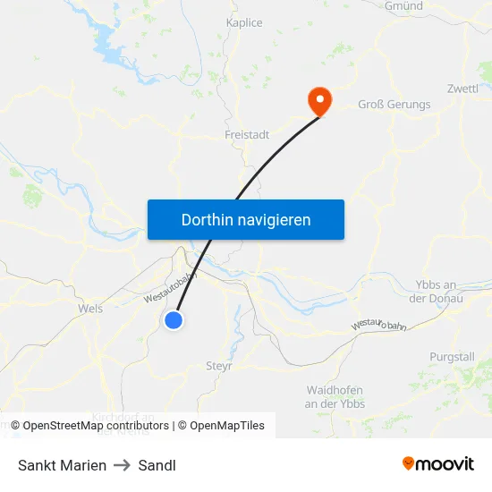 Sankt Marien to Sandl map