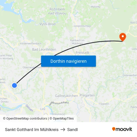 Sankt Gotthard Im Mühlkreis to Sandl map