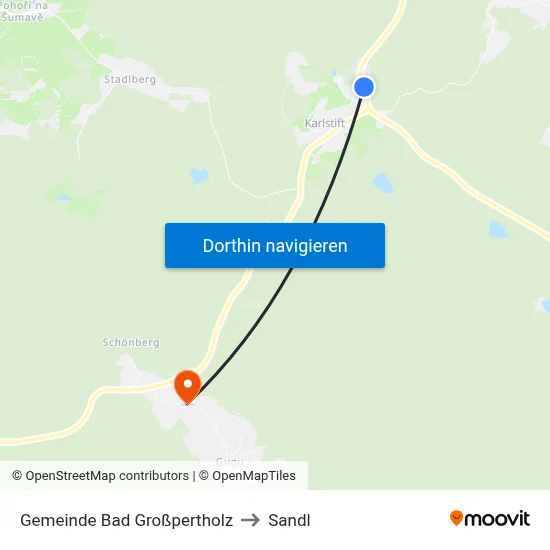 Gemeinde Bad Großpertholz to Sandl map